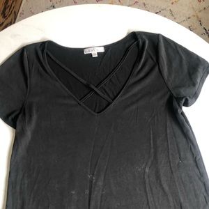 Black Cross Neck Top